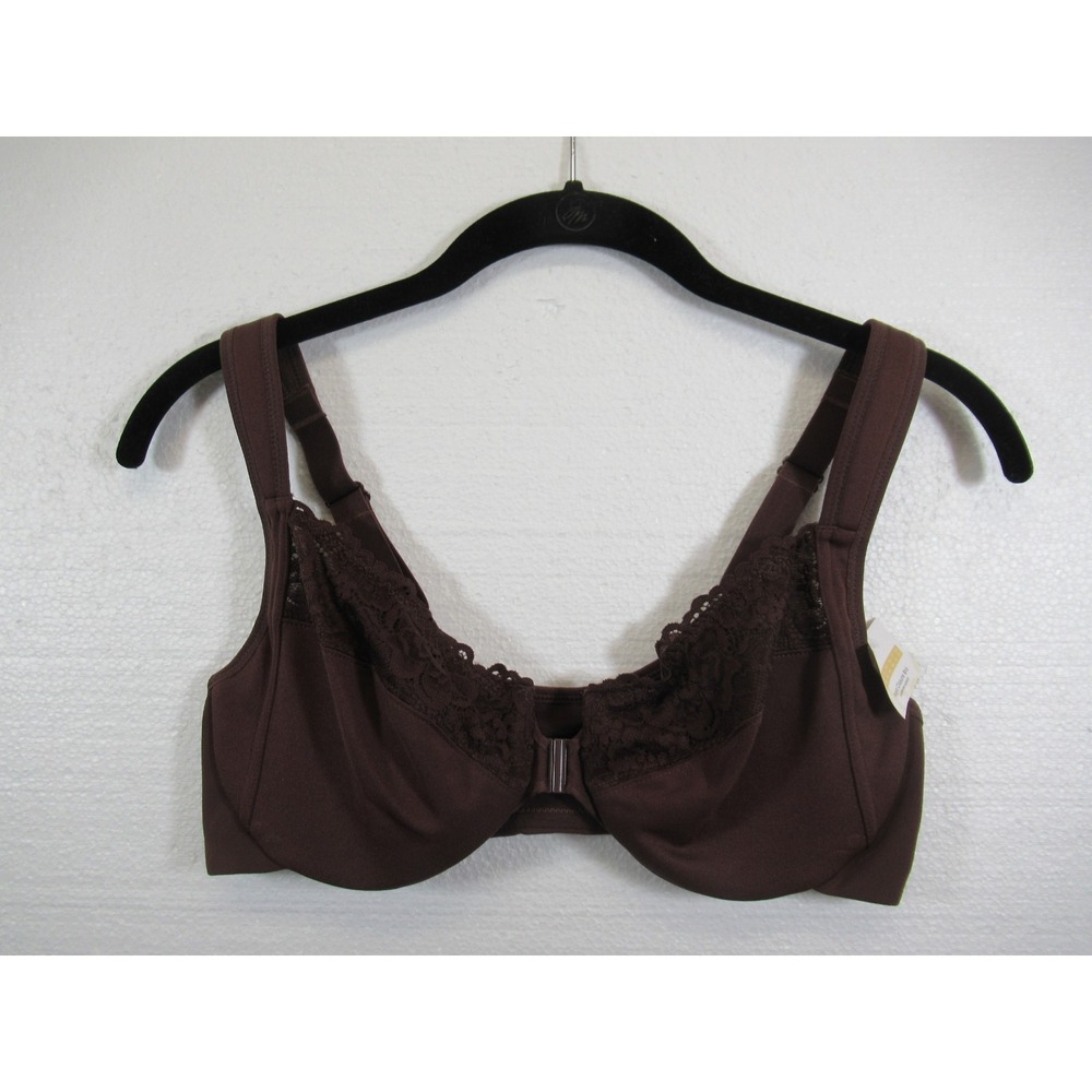 NEW Delimira Front Closure Bra 34C Brown Underwire Unlined